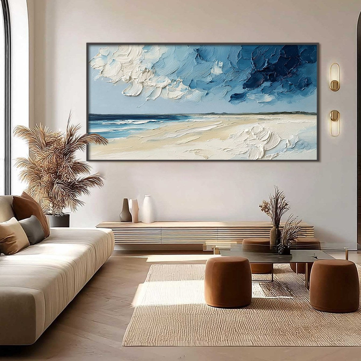 HORIZON'S BREATH: Textured Impasto Coastal Landscape Oil Painting
