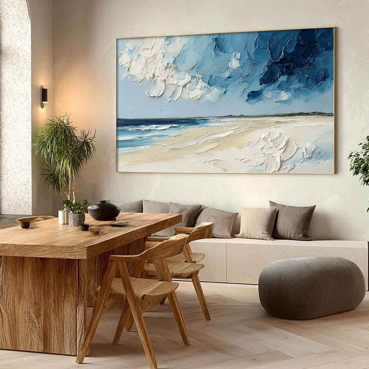 HORIZON'S BREATH: Textured Impasto Coastal Landscape Oil Painting