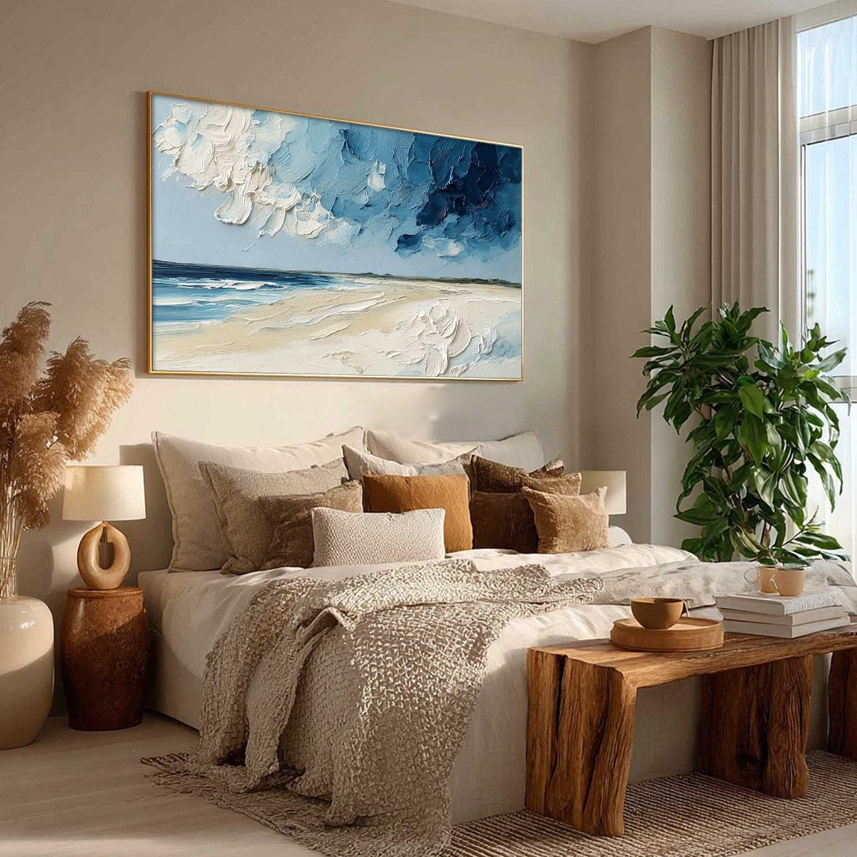 HORIZON'S BREATH: Textured Impasto Coastal Landscape Oil Painting