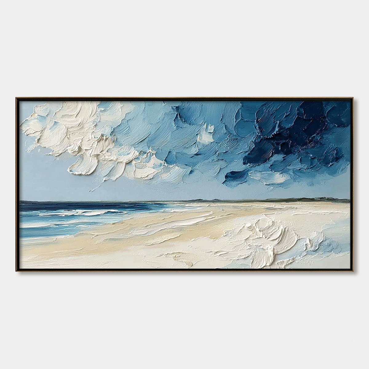 HORIZON'S BREATH: Textured Impasto Coastal Landscape Oil Painting