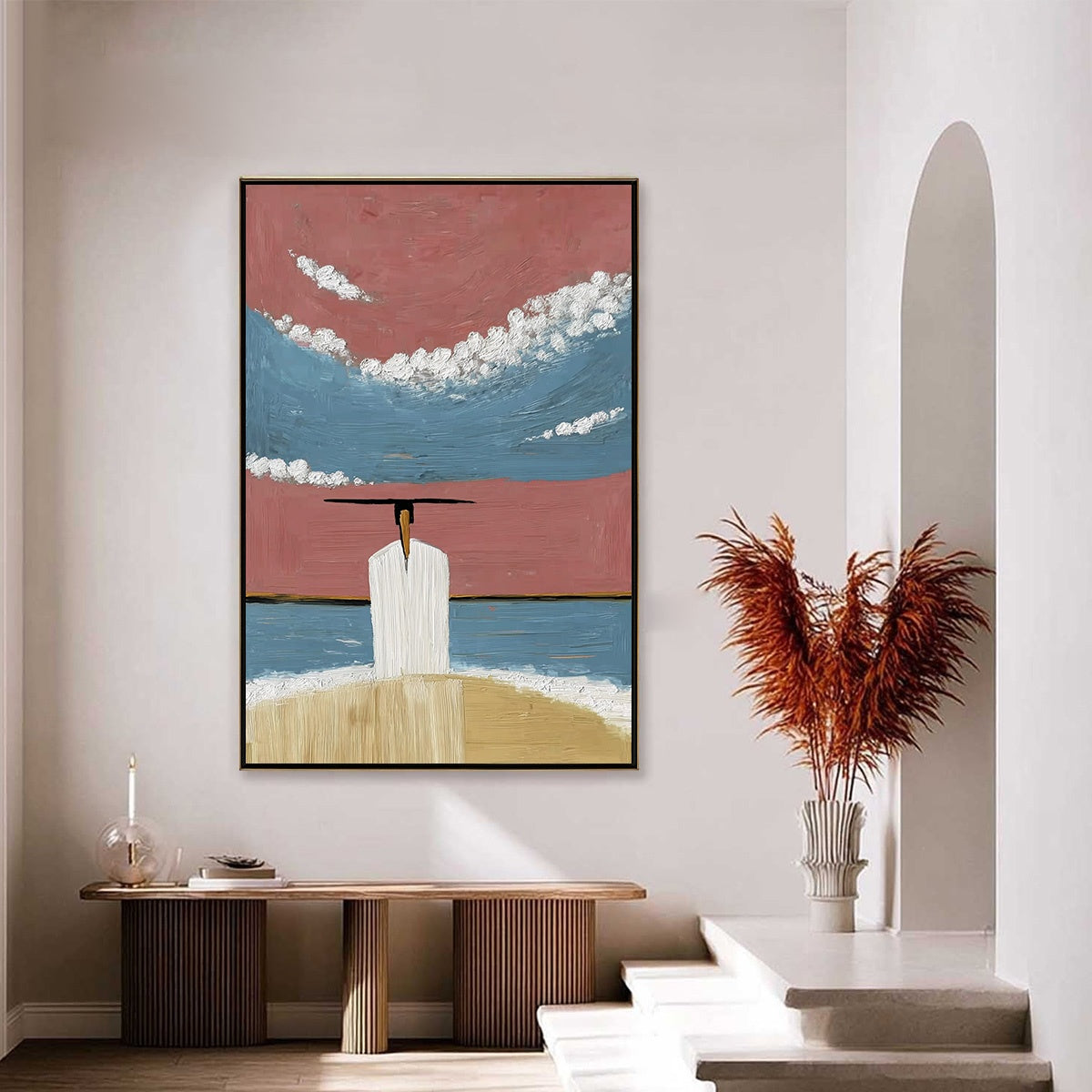 HORIZON'S EDGE: Textured Minimalist Abstract Seascape Painting