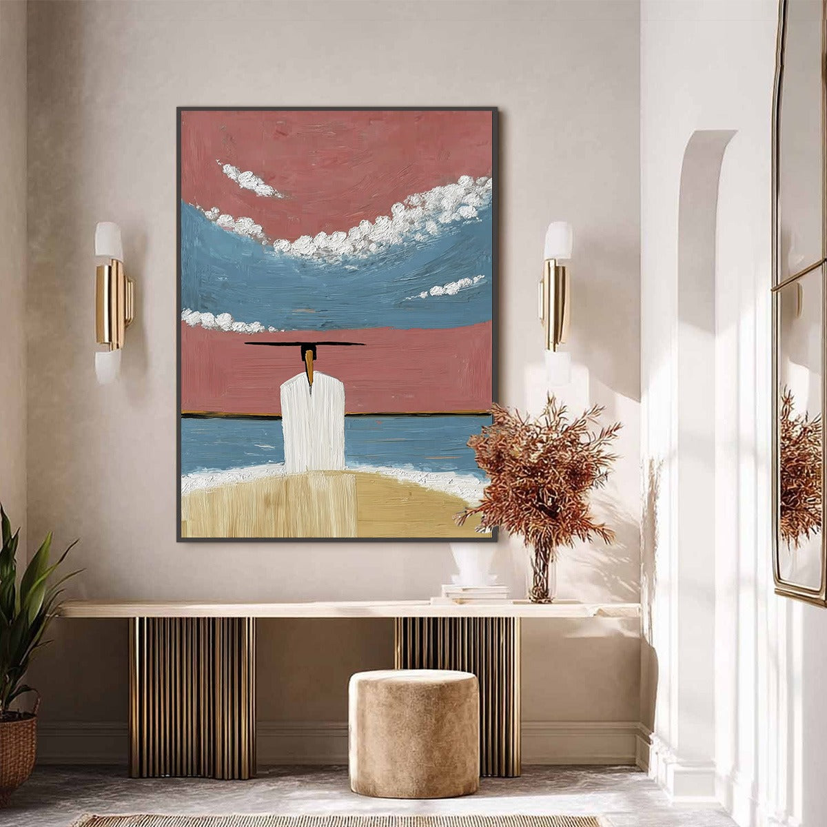 HORIZON'S EDGE: Textured Minimalist Abstract Seascape Painting