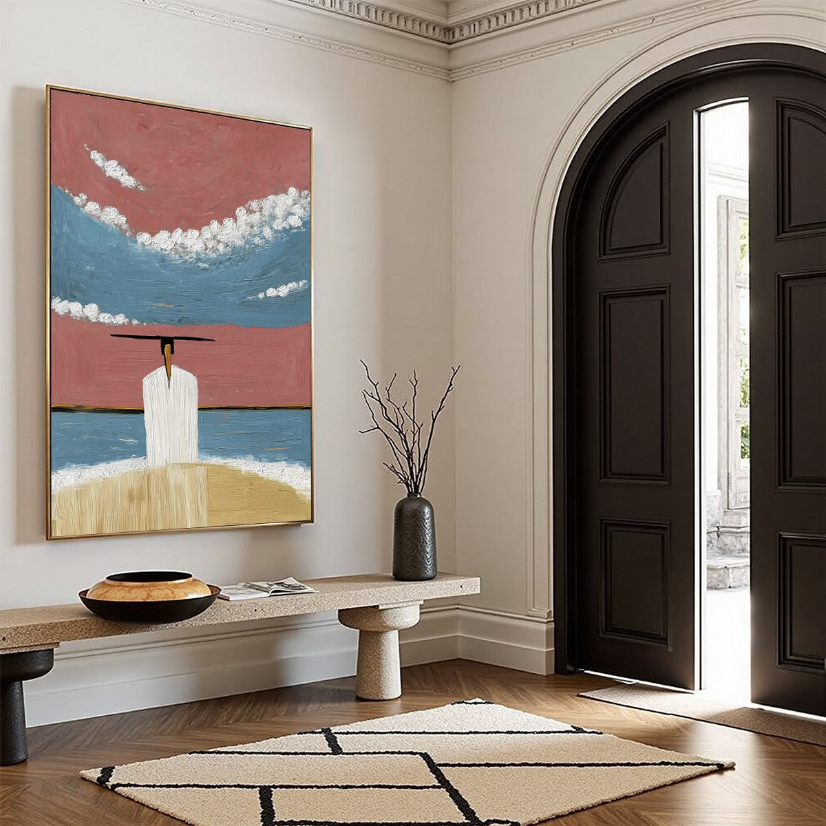 HORIZON'S EDGE: Textured Minimalist Abstract Seascape Painting