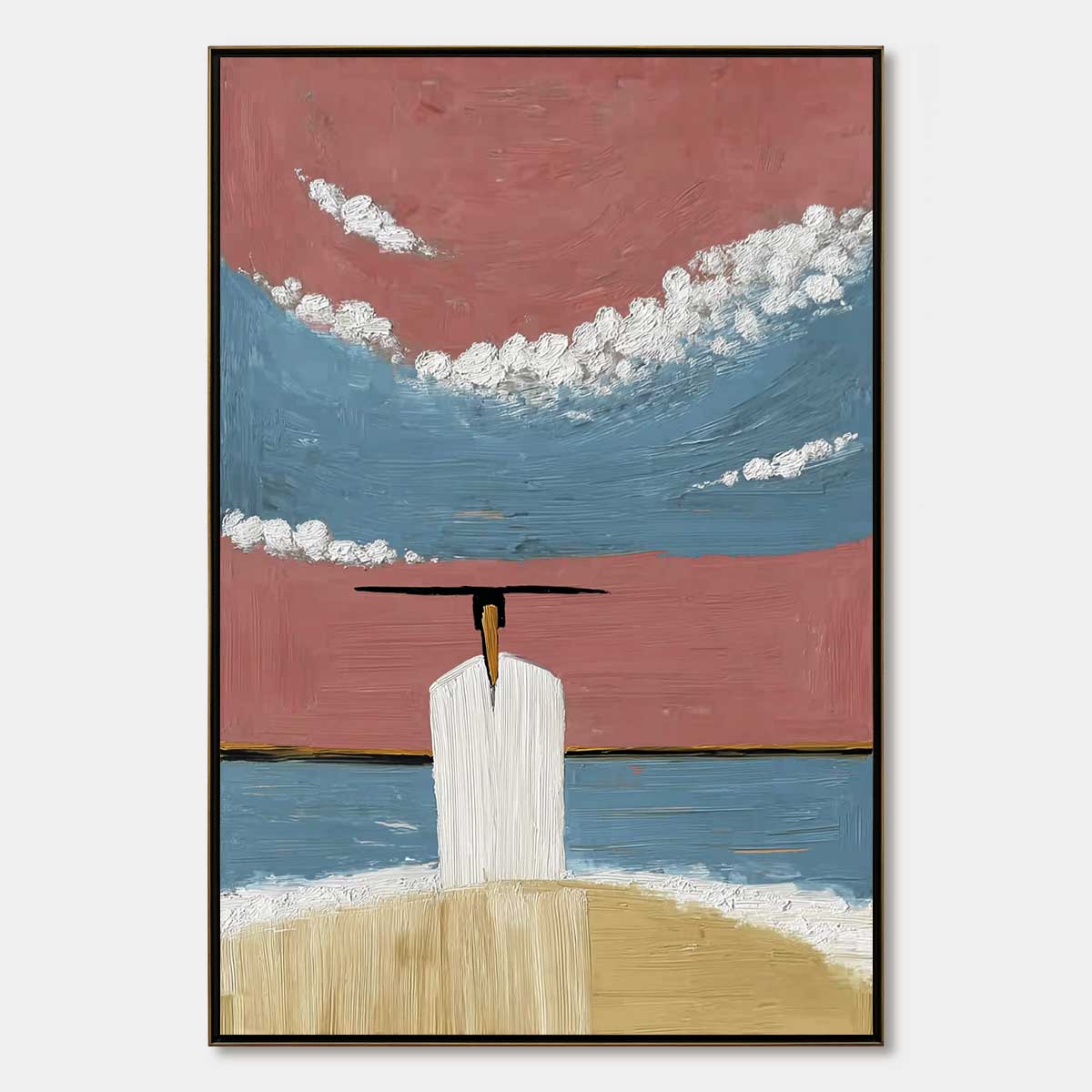 HORIZON'S EDGE: Textured Minimalist Abstract Seascape Painting