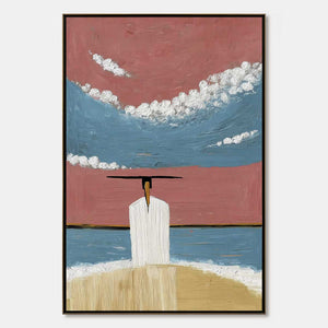 HORIZON'S EDGE: Textured Minimalist Abstract Seascape Painting