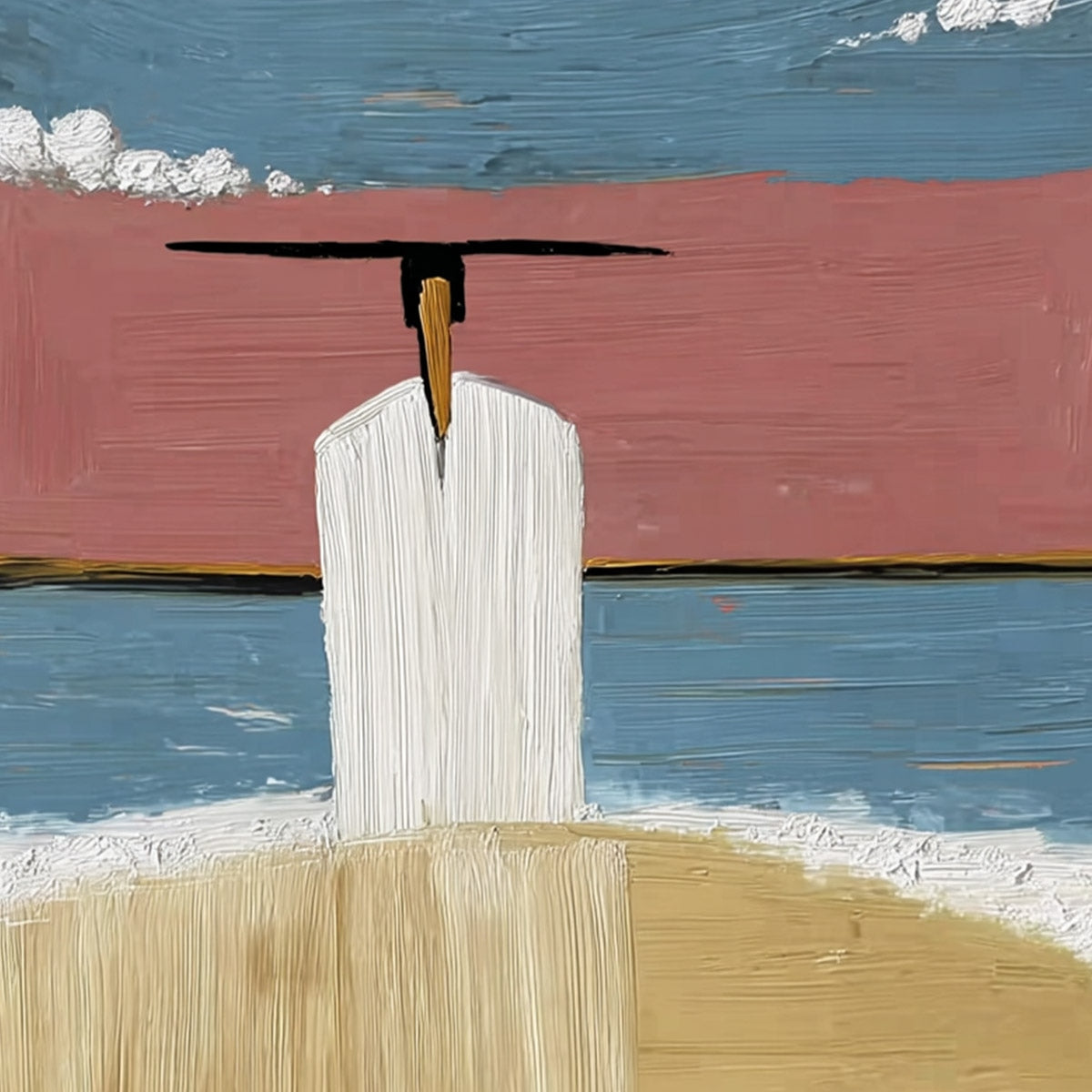 HORIZON'S EDGE: Textured Minimalist Abstract Seascape Painting