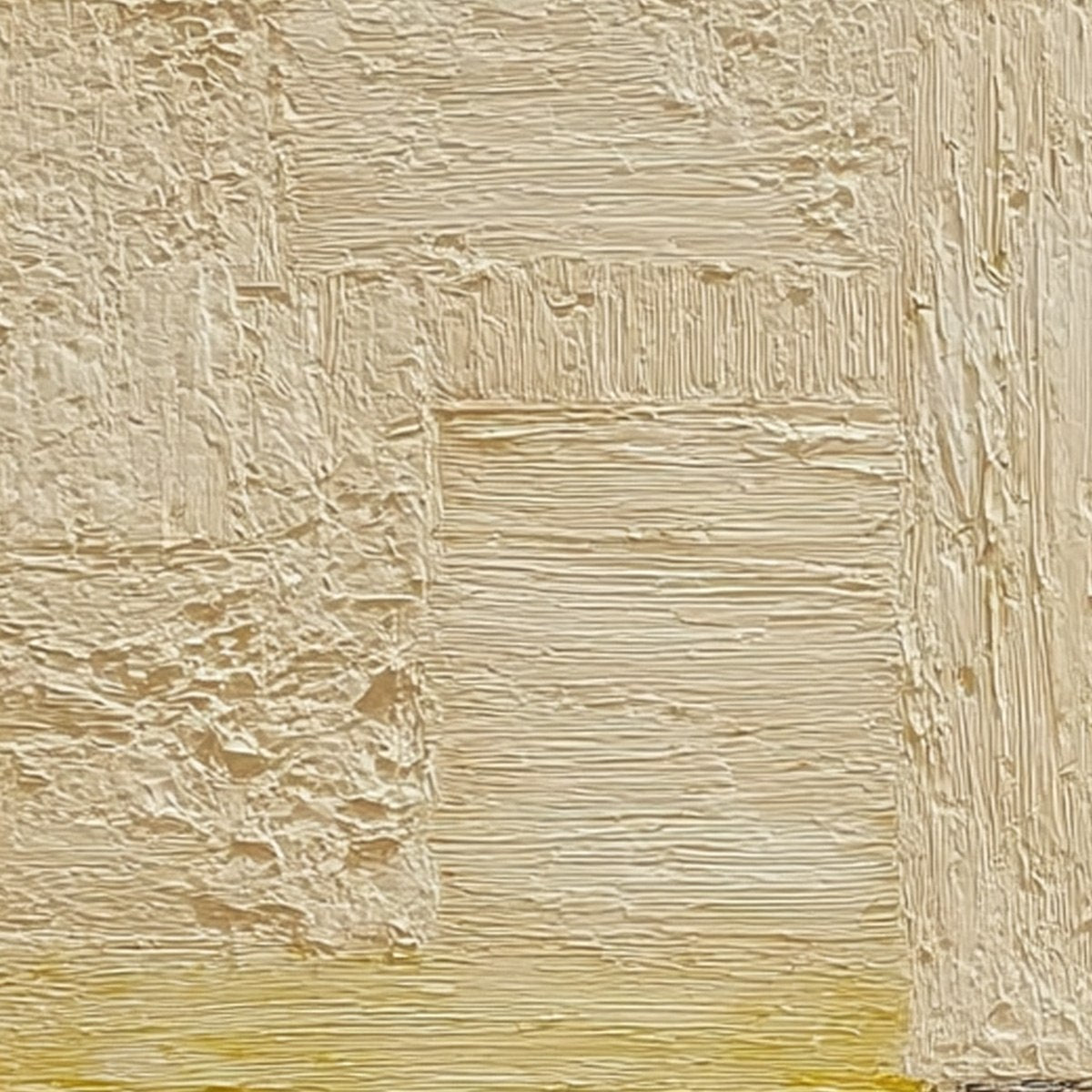 Original textured impasto abstract seascape painting detail, beige/yellow