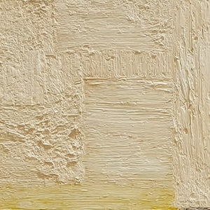 Original textured impasto abstract seascape painting detail, beige/yellow