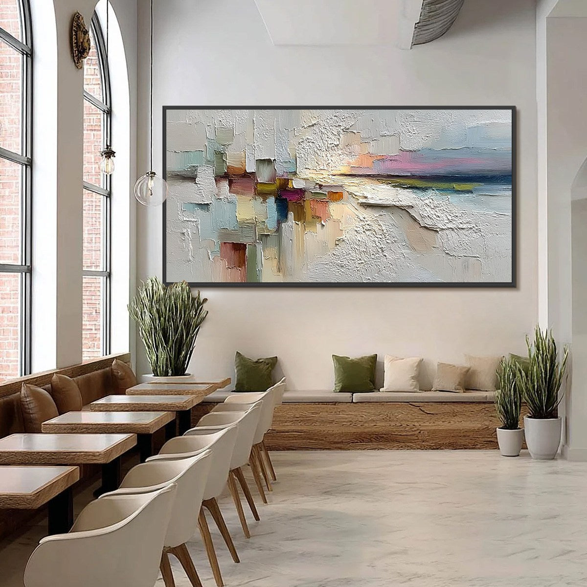 HORIZON'S EMBRACE: Heavily Textured Abstract Seascape Oil Painting