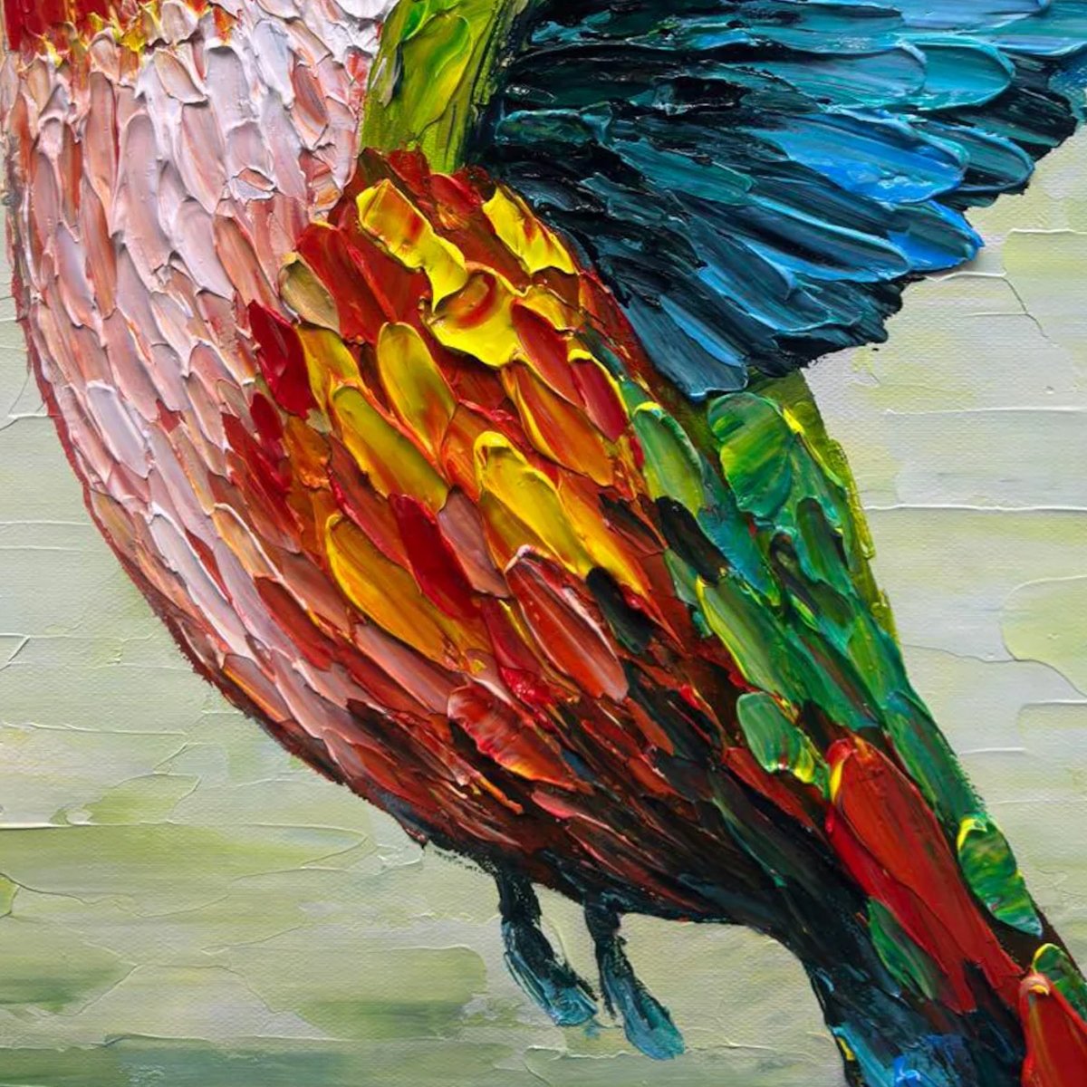 HUMMINGBIRD RADIANCE: Impasto Wildlife Bird Oil Painting