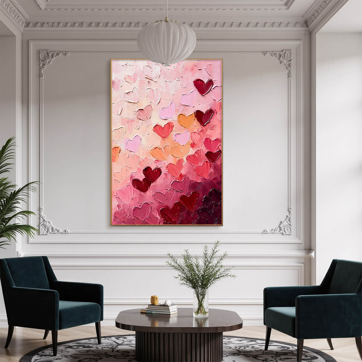 HEARTSCAPE: Textured Impasto Abstract Oil Painting in Pink and Red