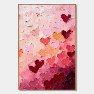 Heartscape: Textured Impasto Abstract Oil Painting Canvas Wall Art Love Decor