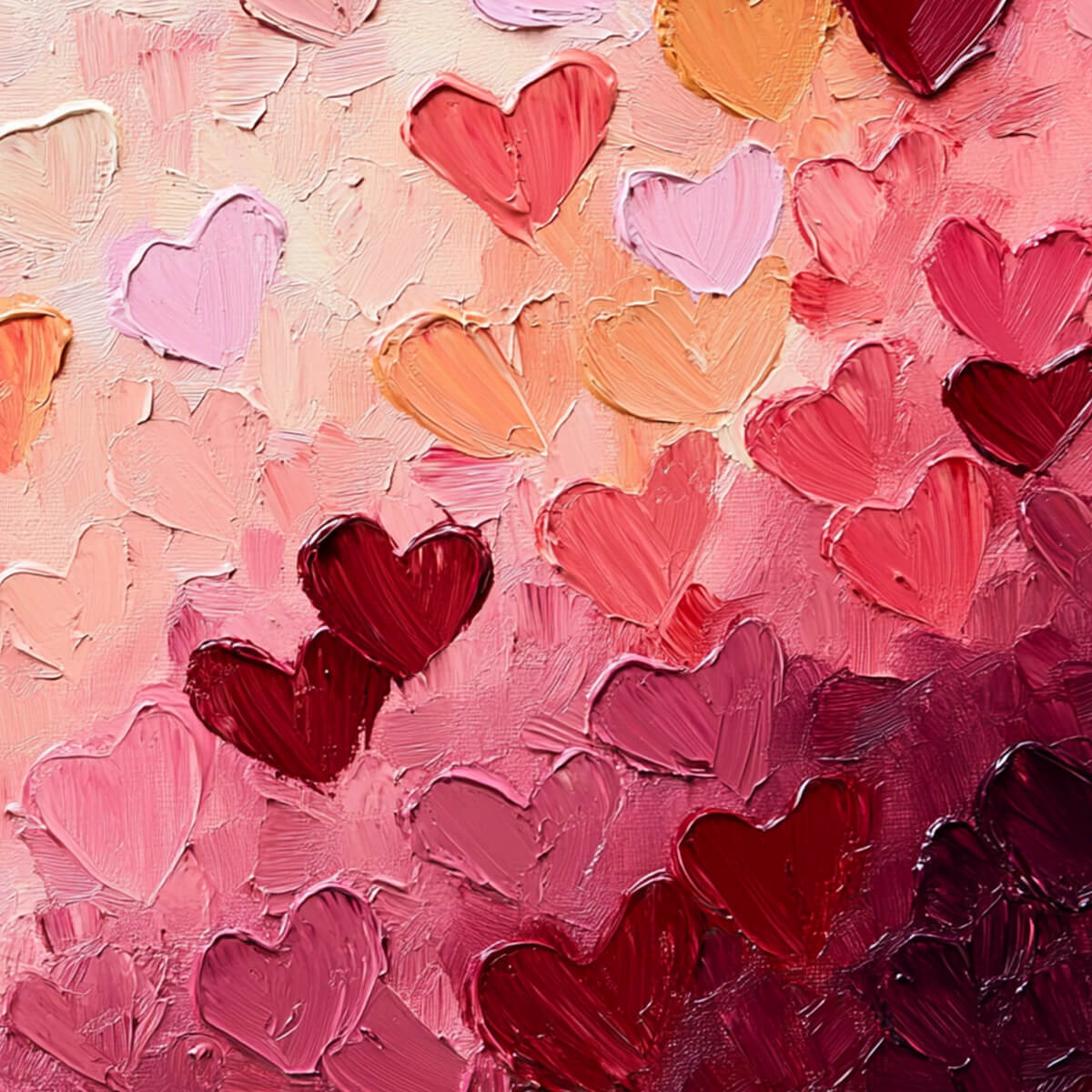 HEARTSCAPE: Textured Impasto Abstract Oil Painting in Pink and Red