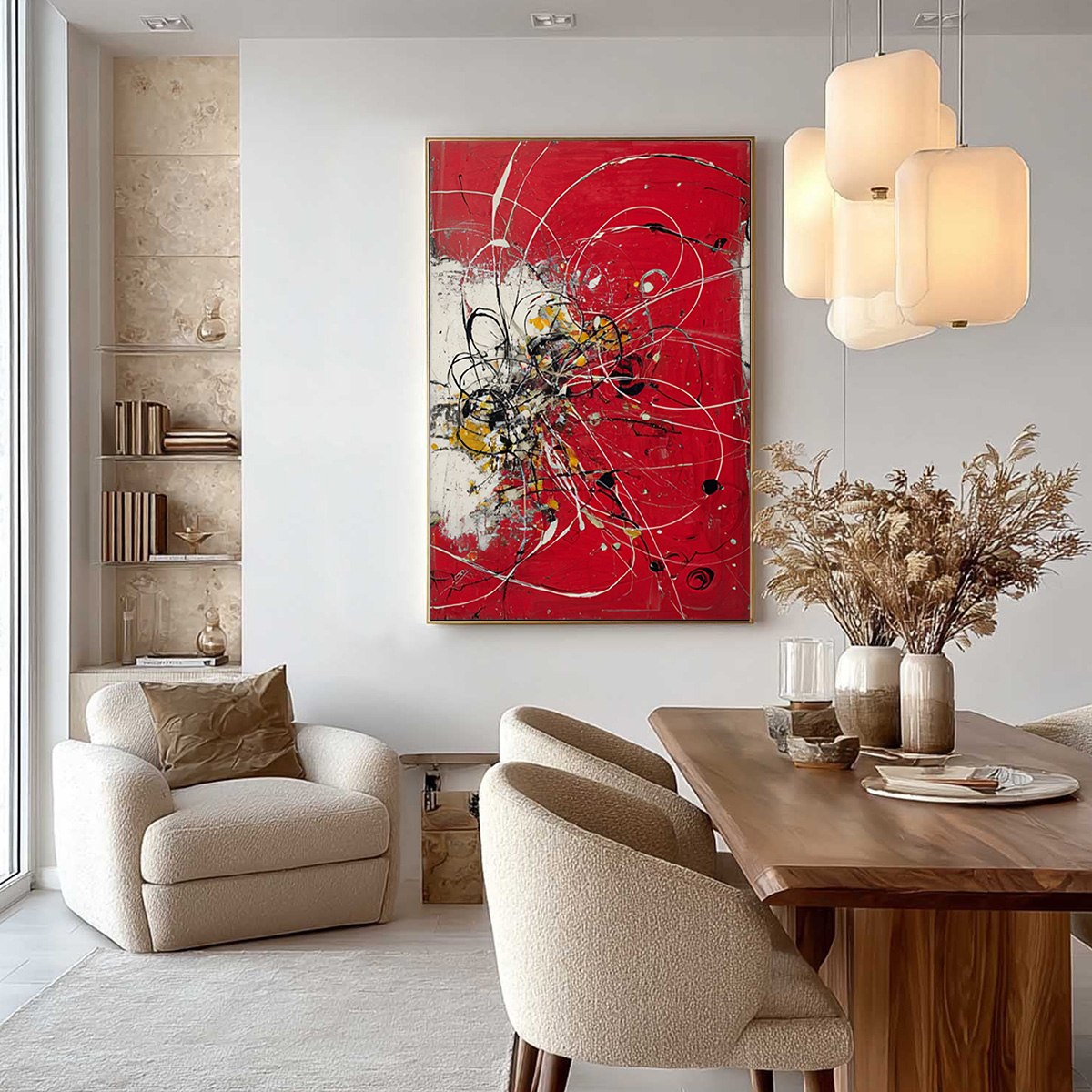IGNITION: Bold Red and Black Abstract Expressionist Wall Art