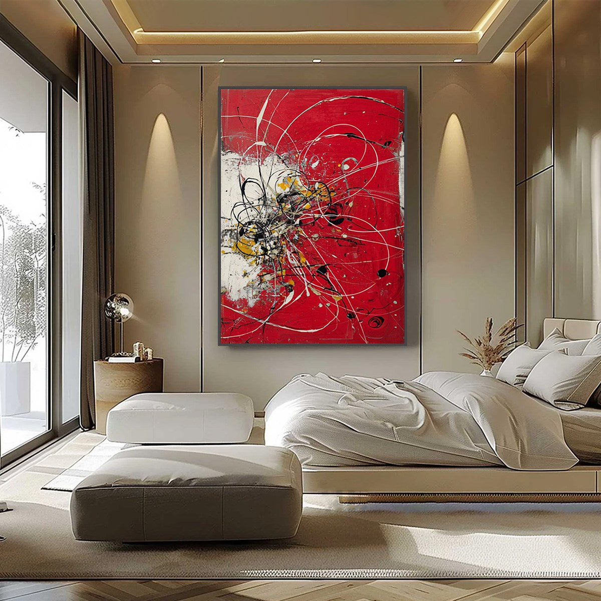 IGNITION: Bold Red and Black Abstract Expressionist Wall Art