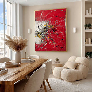 IGNITION: Bold Red and Black Abstract Expressionist Wall Art