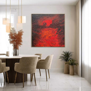 Original handmade large textured red and black abstract impasto modern wall art 'INFERNO'