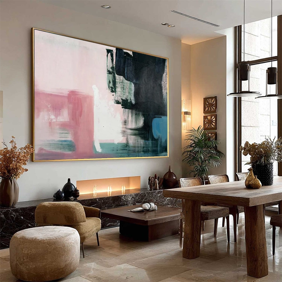 INK & BLOSSOM: Minimalist Abstract Color-Block Oil Painting