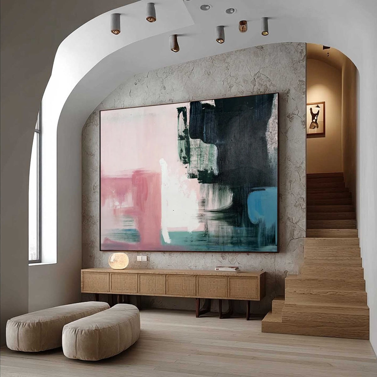 INK & BLOSSOM: Minimalist Abstract Color-Block Oil Painting