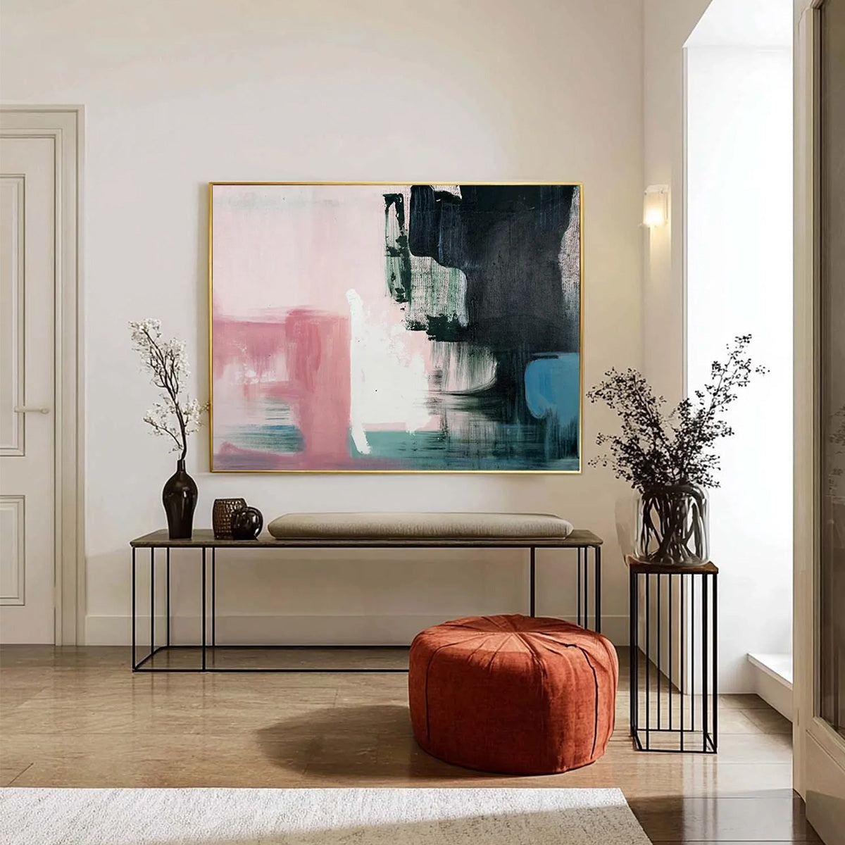 INK & BLOSSOM: Minimalist Abstract Color-Block Oil Painting