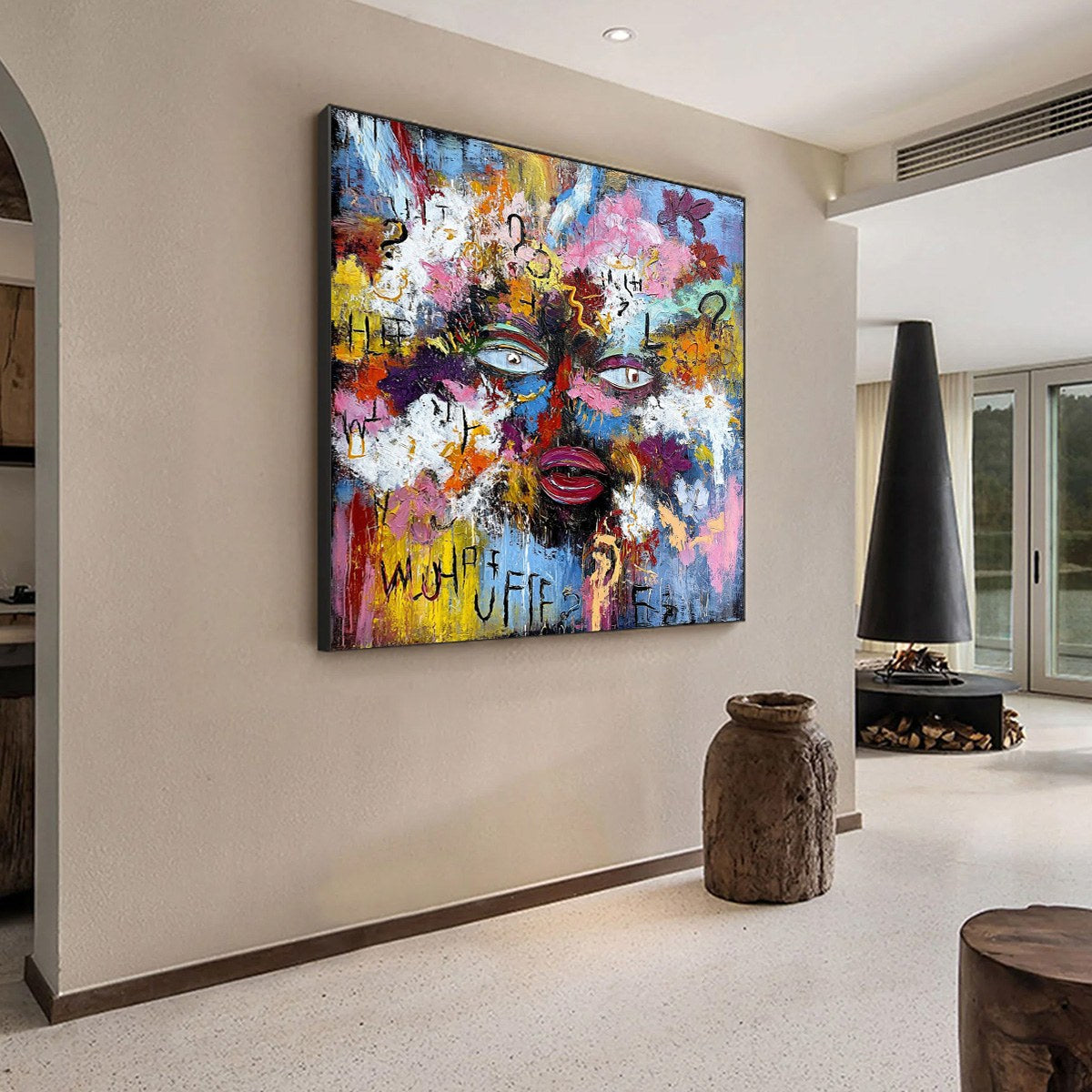 INNER DIALOGUE: Colorful Abstract Portrait Impasto Wall Art