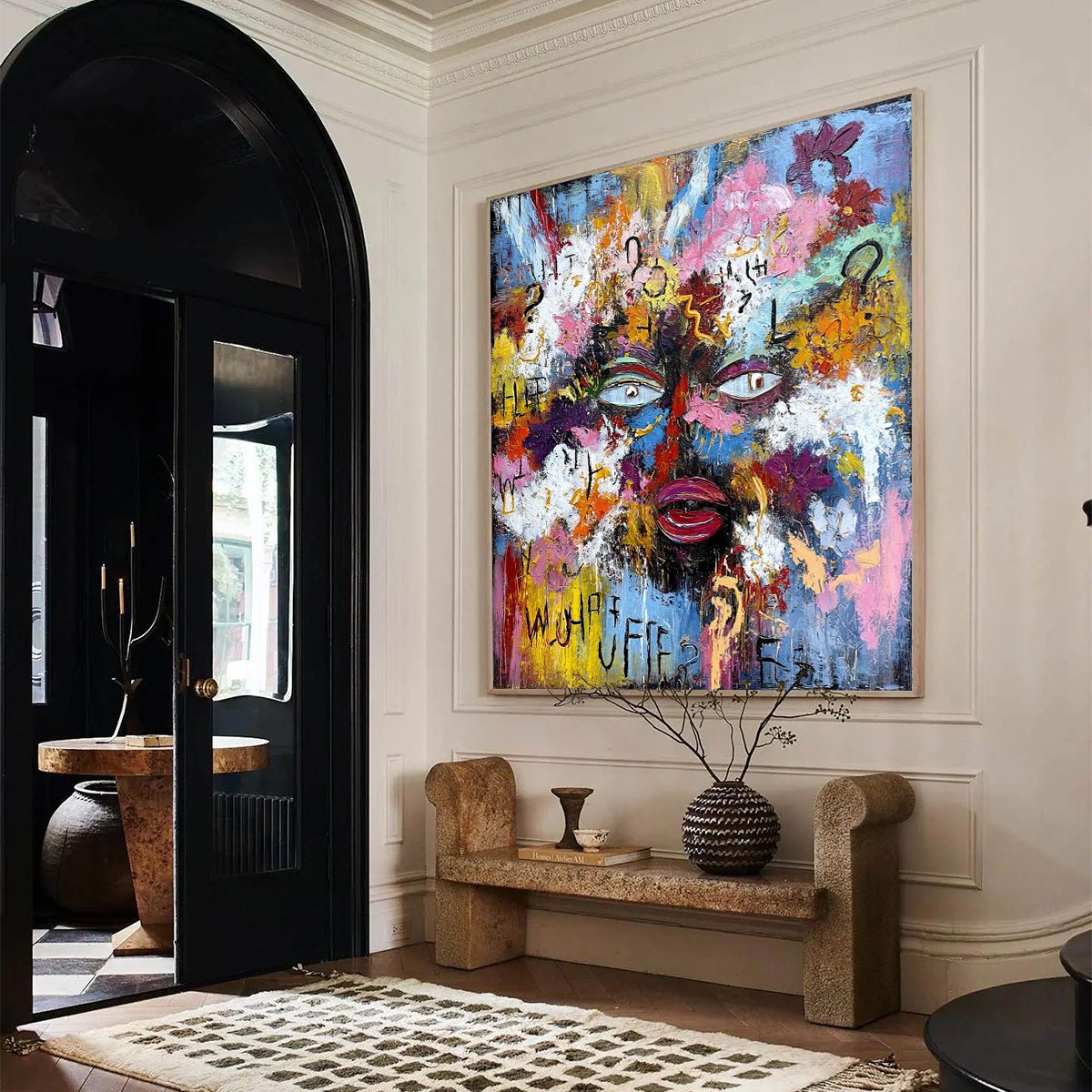 INNER DIALOGUE: Colorful Abstract Portrait Impasto Wall Art