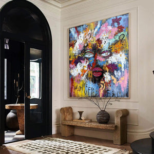 INNER DIALOGUE: Colorful Abstract Portrait Impasto Wall Art