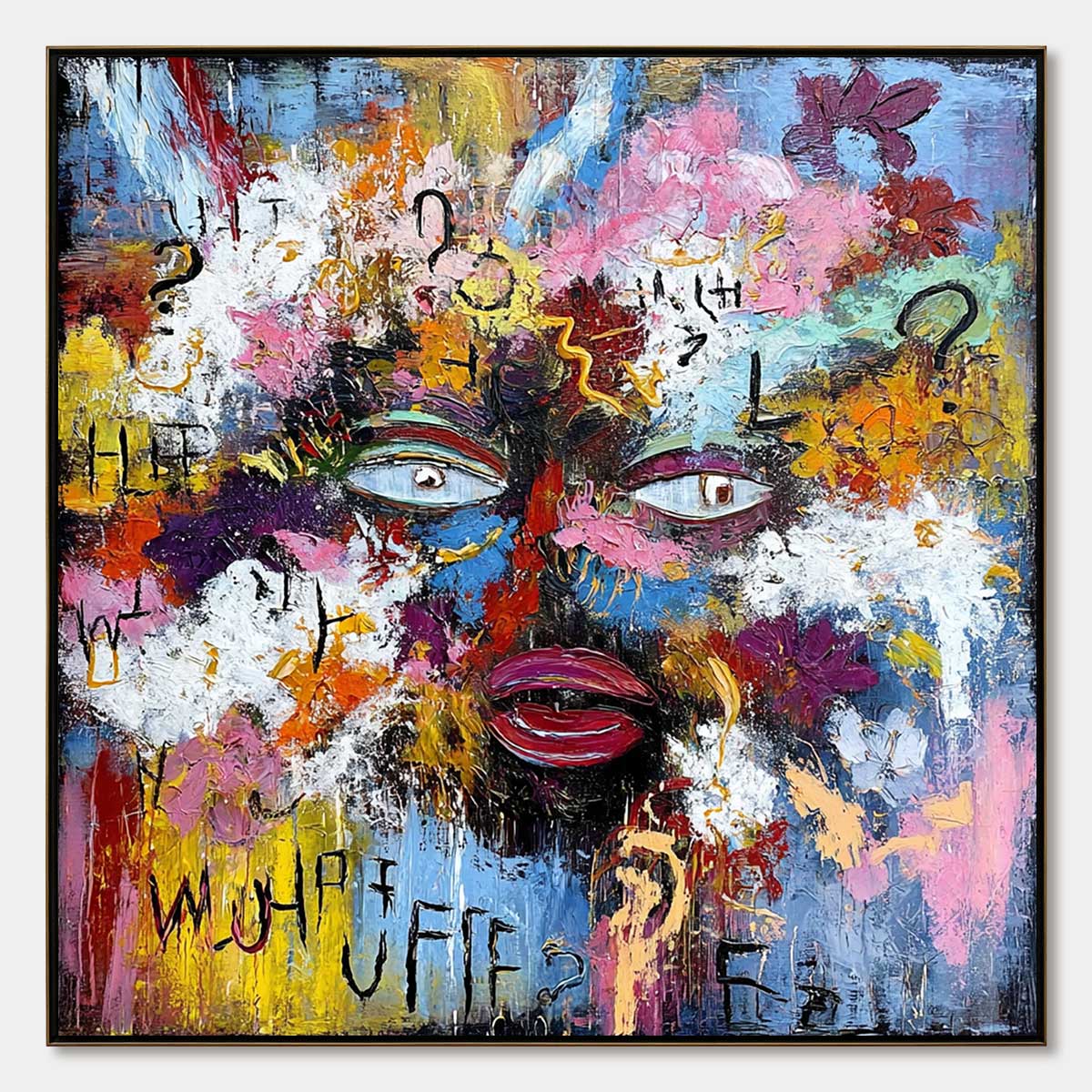 INNER DIALOGUE: Colorful Abstract Portrait Impasto Wall Art