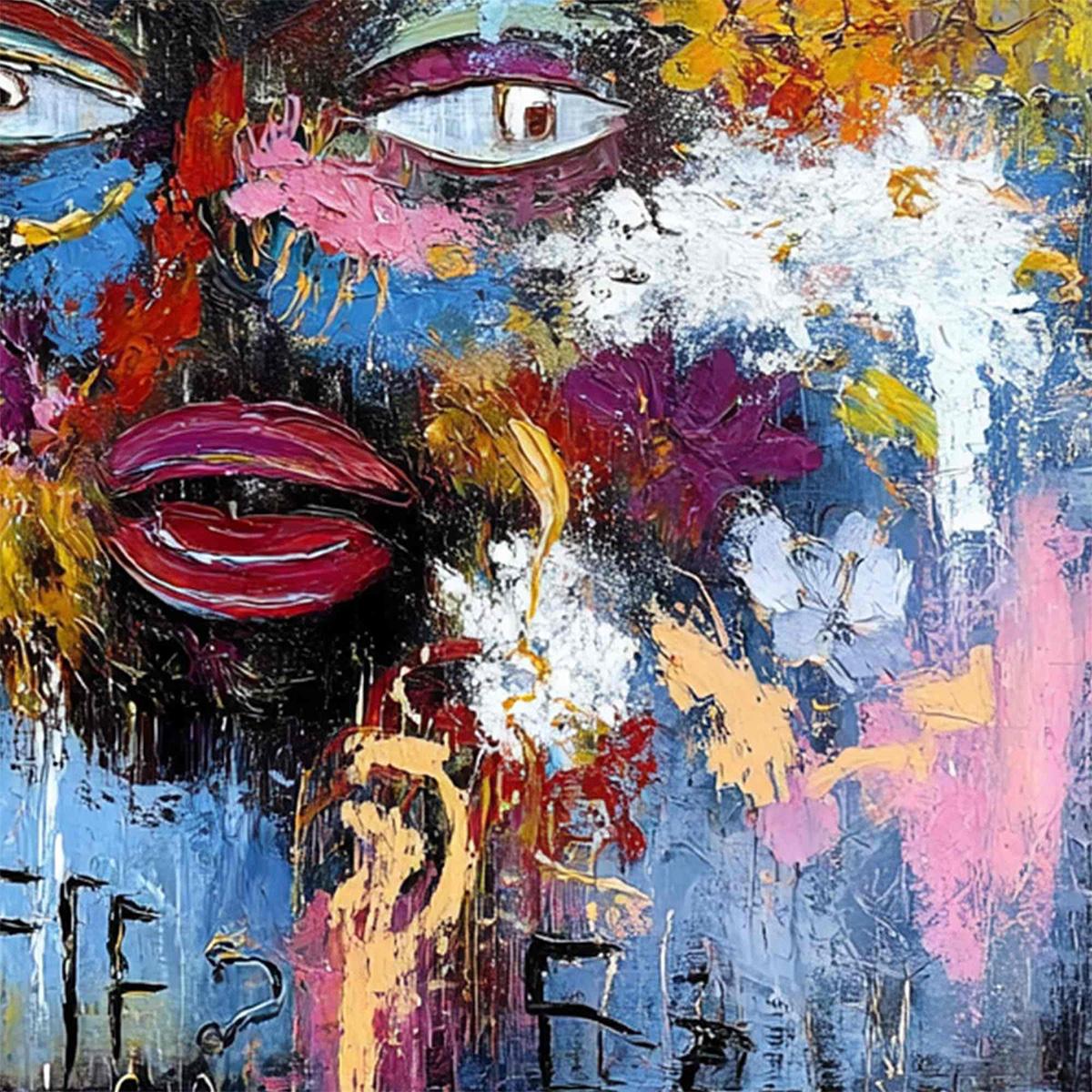 INNER DIALOGUE: Colorful Abstract Portrait Impasto Wall Art