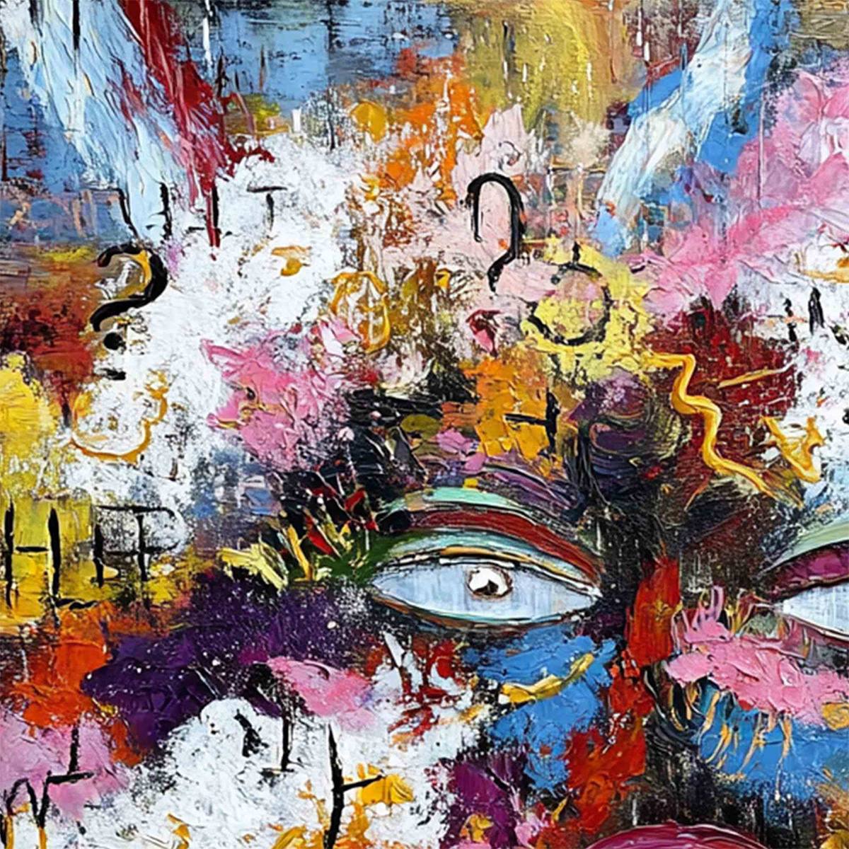 INNER DIALOGUE: Colorful Abstract Portrait Impasto Wall Art