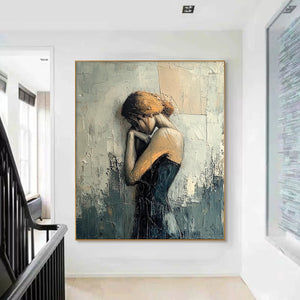 Inner Reflections: Original Textured Portrait Oil Painting - Woman Figure Wall Art