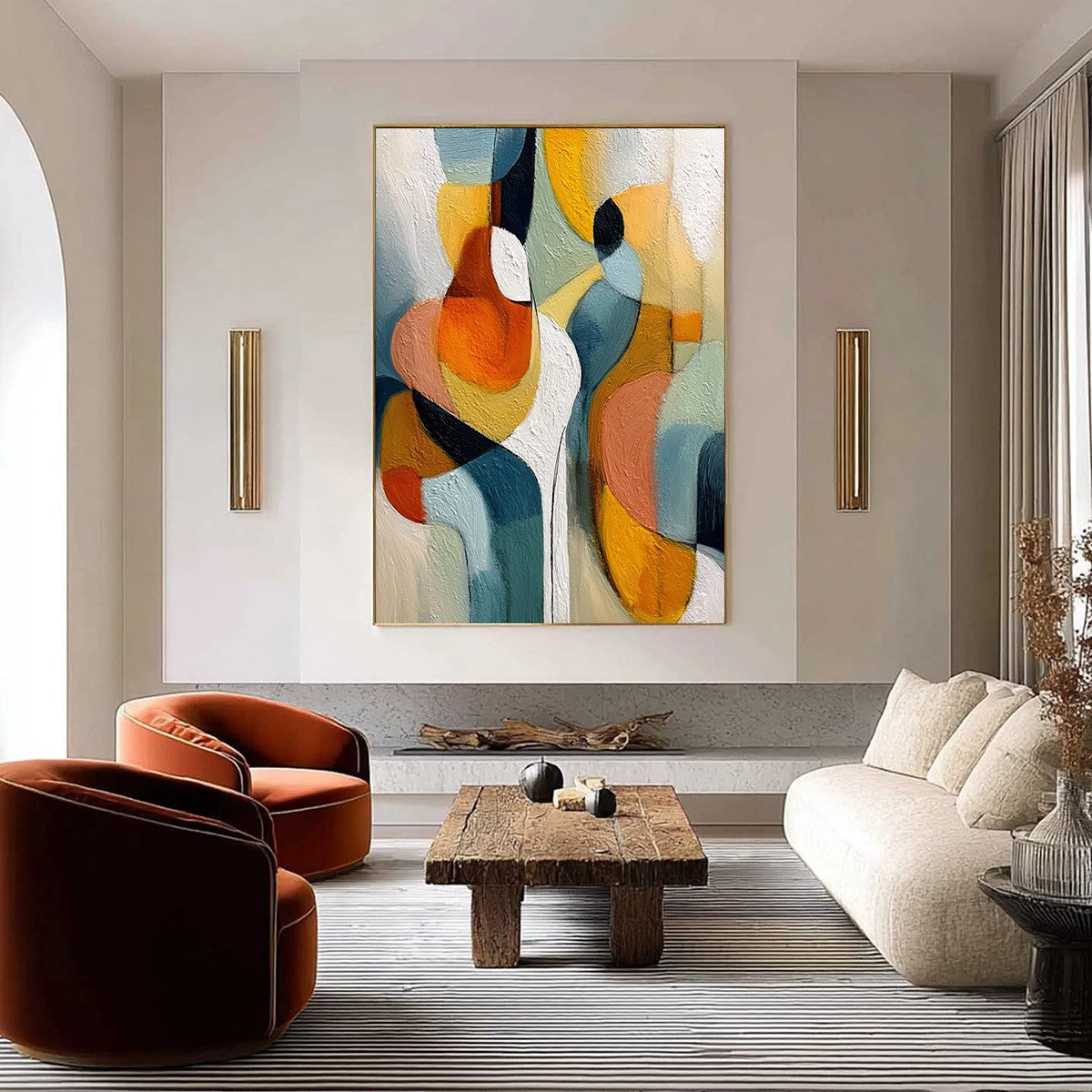 INTERPLAY: Colorful Textured Abstract Oil Painting for Modern Decor