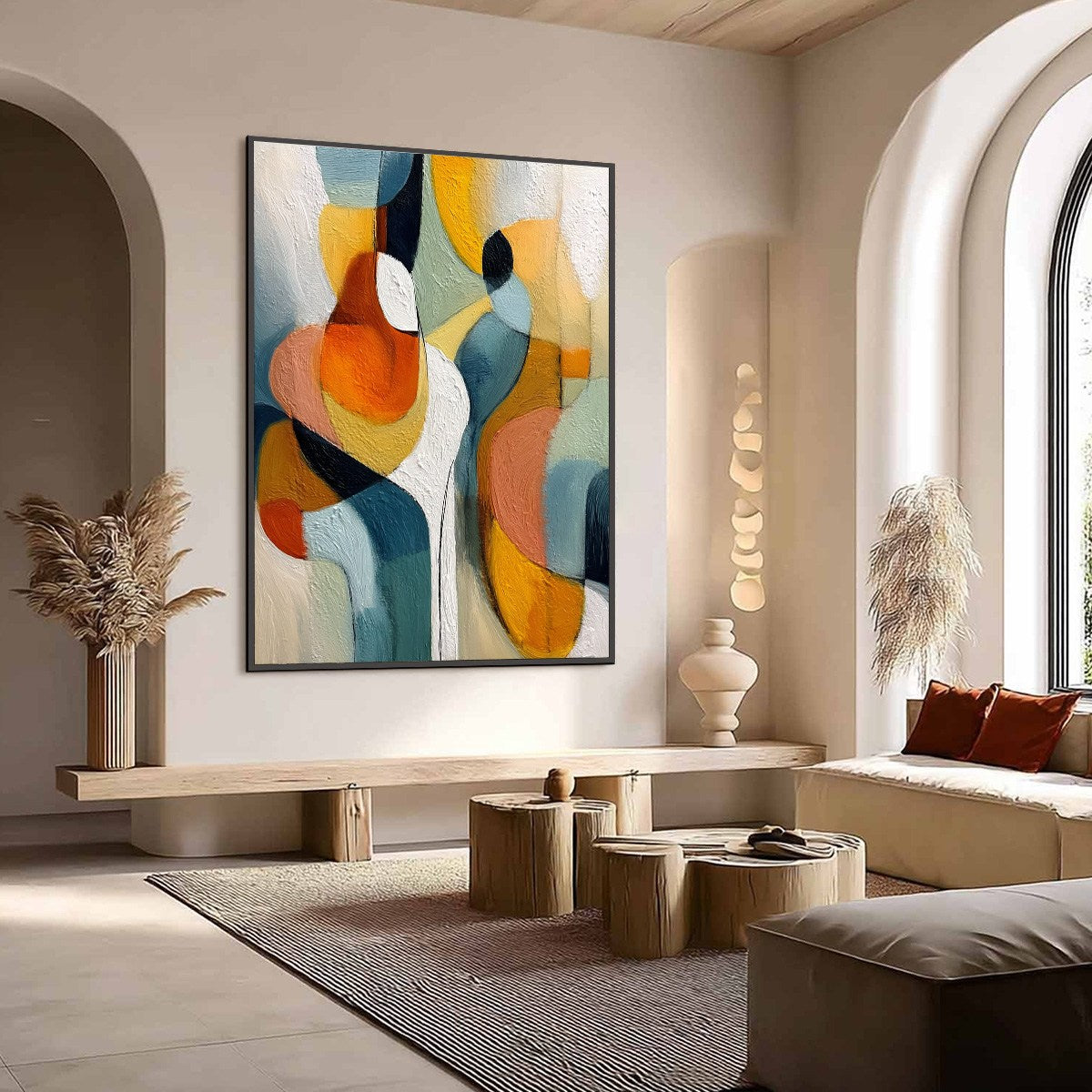 INTERPLAY: Colorful Textured Abstract Oil Painting for Modern Decor