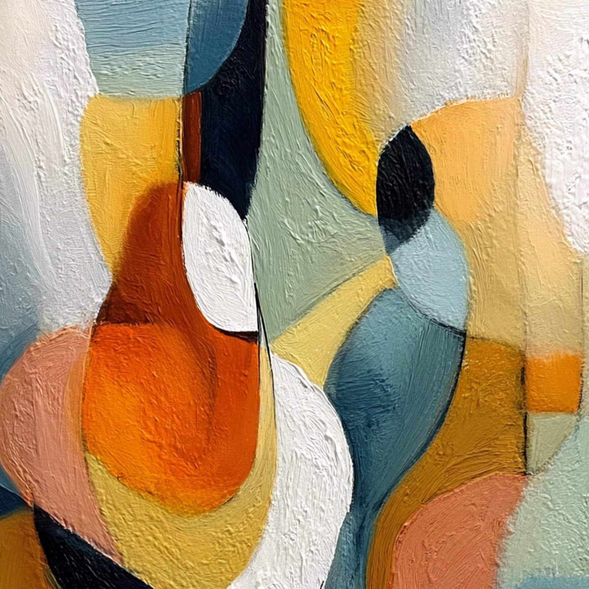 INTERPLAY: Colorful Textured Abstract Oil Painting for Modern Decor