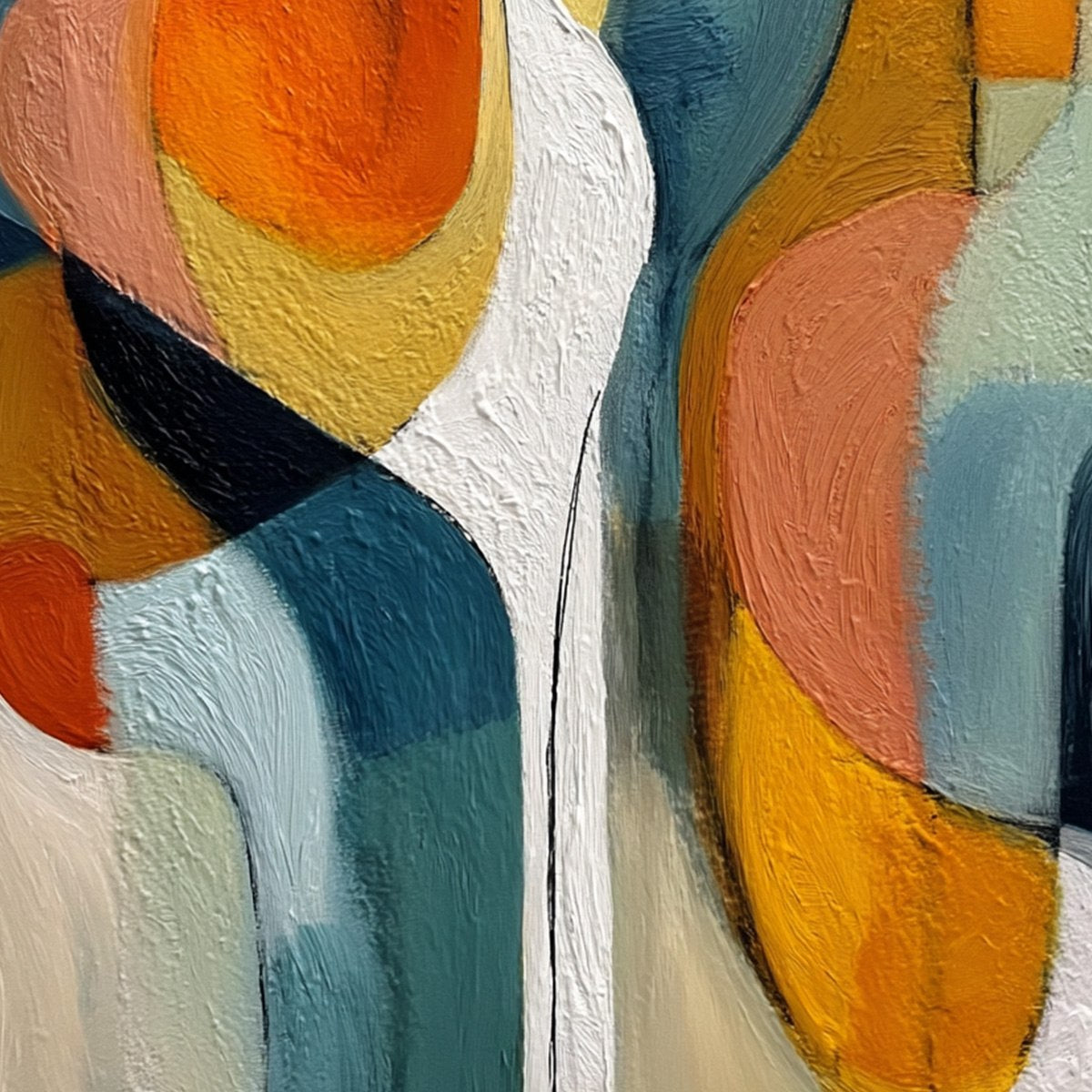 INTERPLAY: Colorful Textured Abstract Oil Painting for Modern Decor