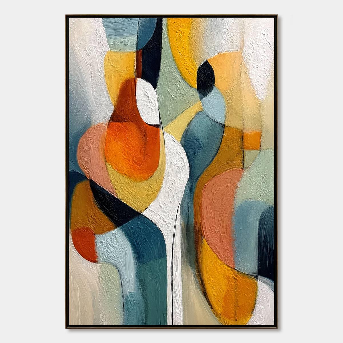 INTERPLAY: Colorful Textured Abstract Oil Painting for Modern Decor