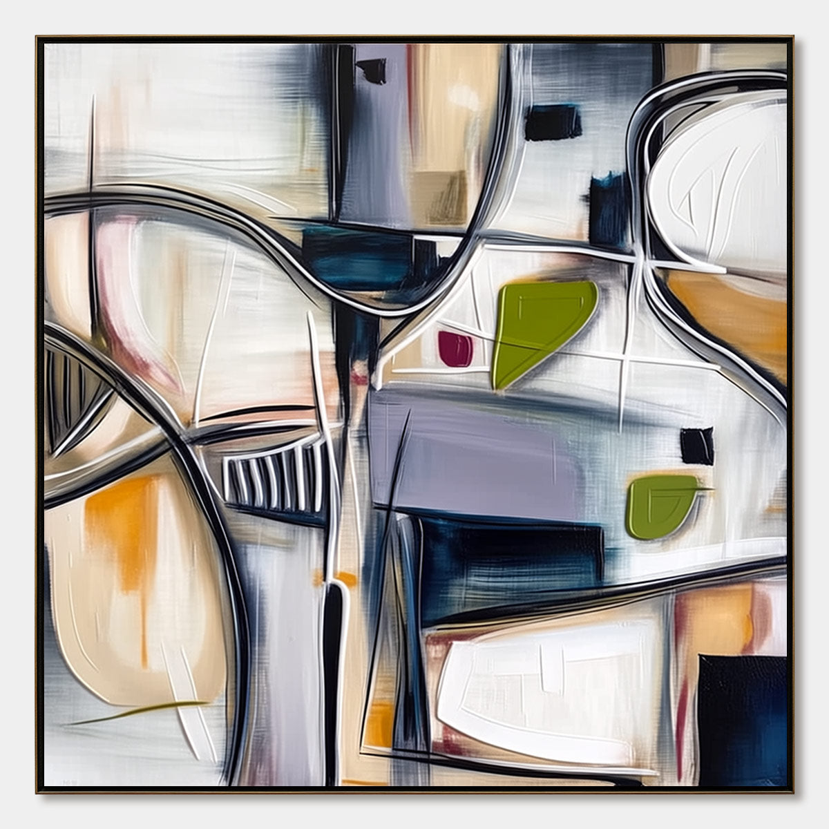 Intersection Abstract Textured Oil Painting | Modern Square Wall Art