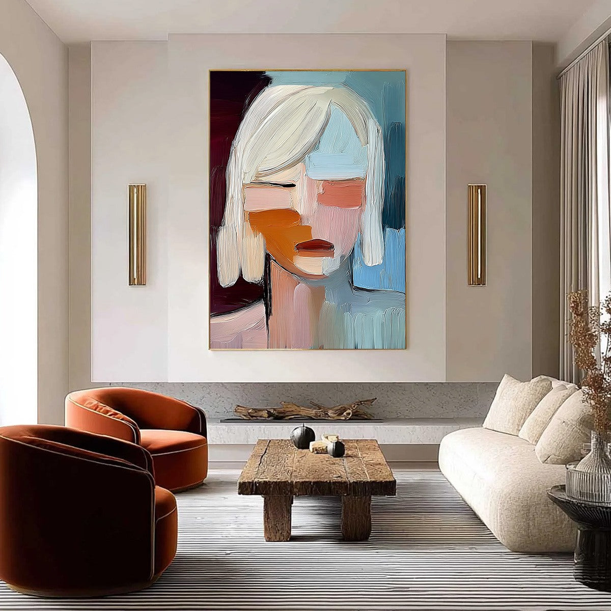 INWARD GAZE: Expressive Abstract Portrait Oil Painting with Textured Brushstrokes