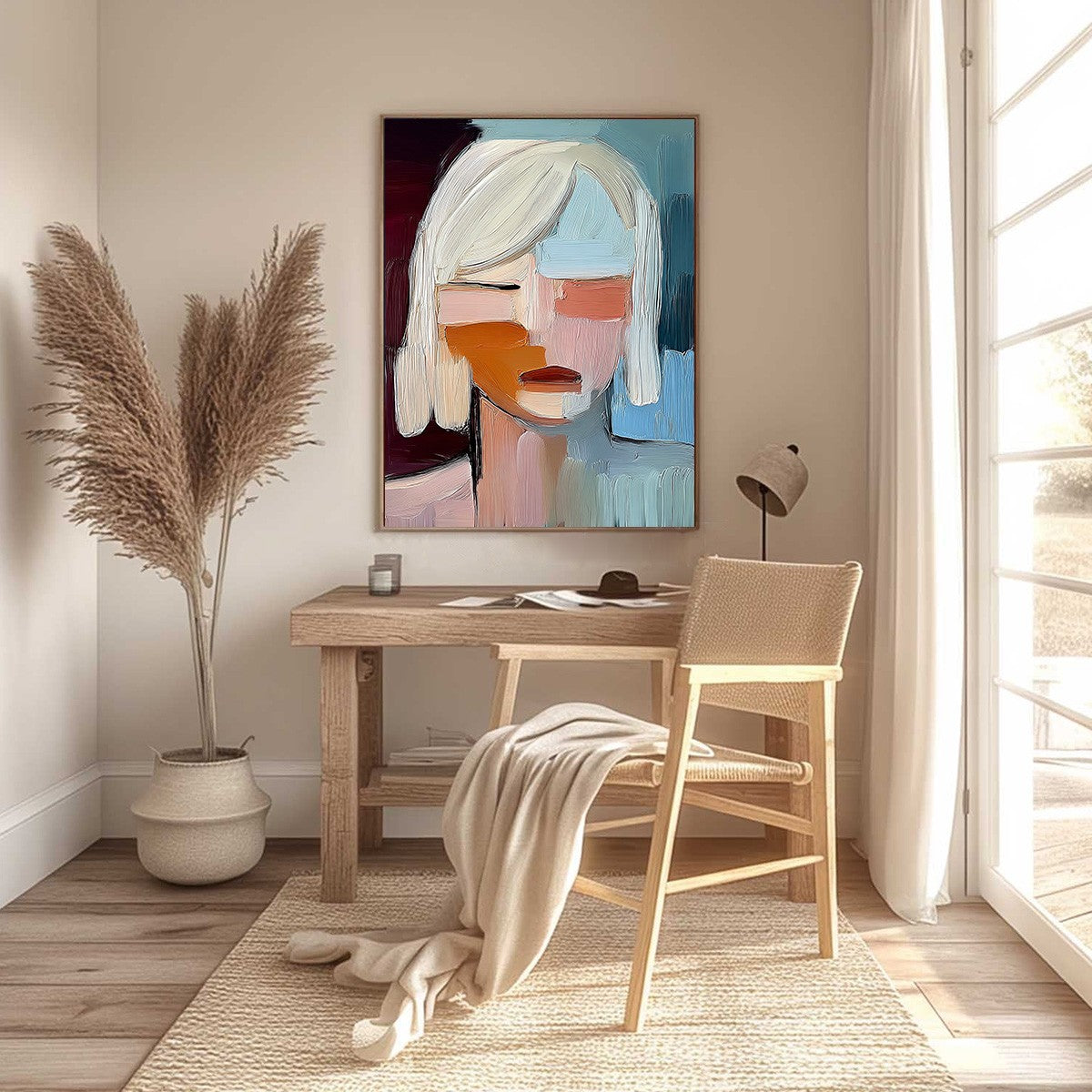INWARD GAZE: Expressive Abstract Portrait Oil Painting with Textured Brushstrokes