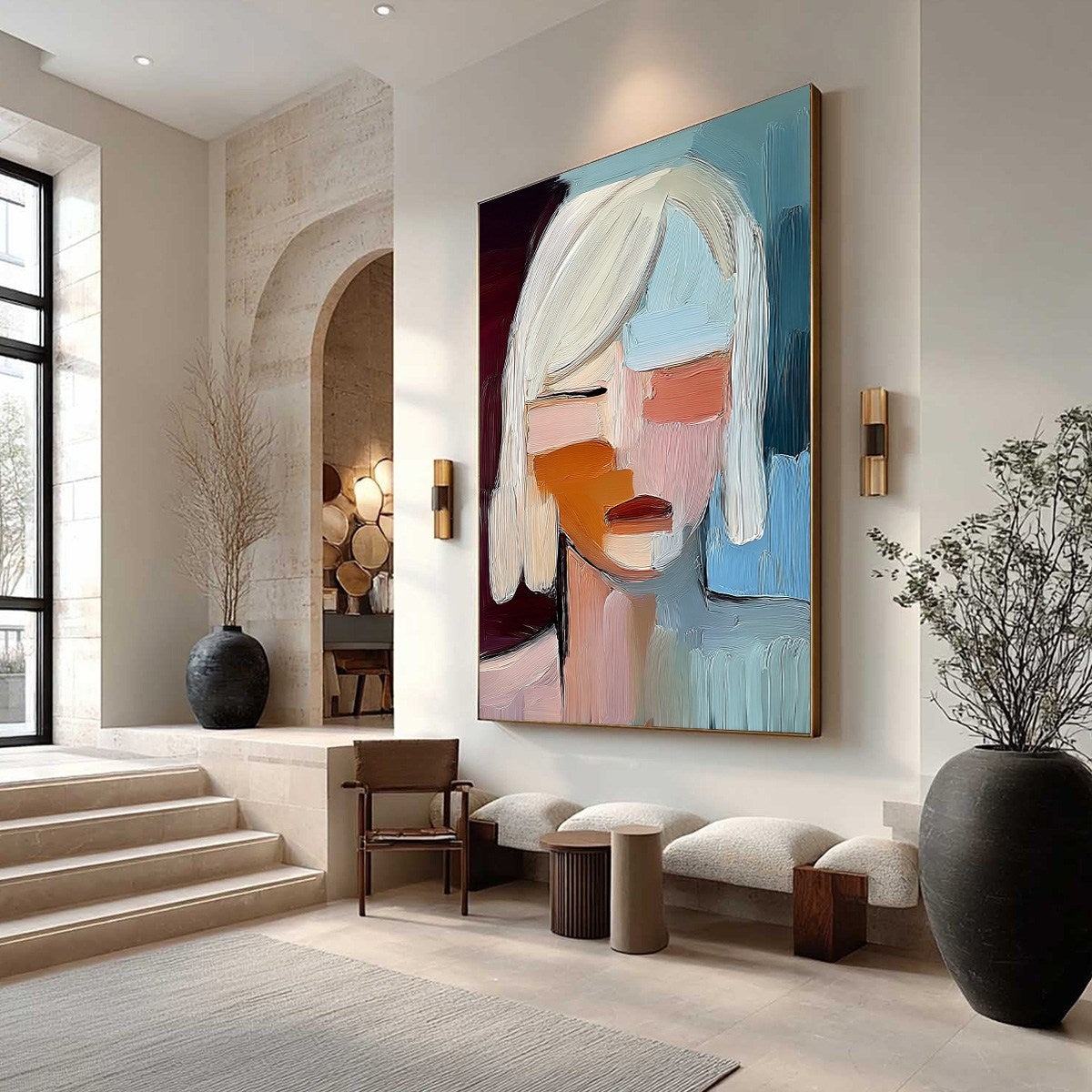 INWARD GAZE: Expressive Abstract Portrait Oil Painting with Textured Brushstrokes