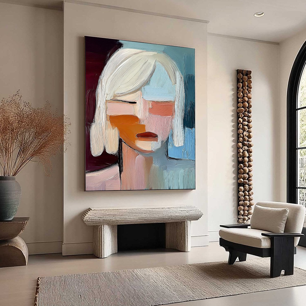 INWARD GAZE: Expressive Abstract Portrait Oil Painting with Textured Brushstrokes