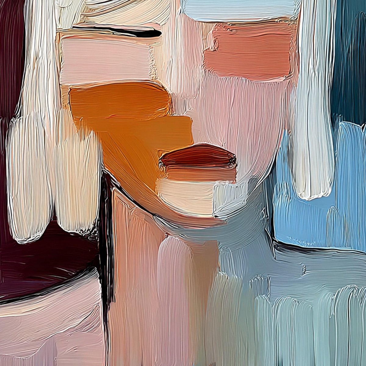 INWARD GAZE: Expressive Abstract Portrait Oil Painting with Textured Brushstrokes