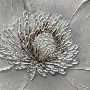 IVORY BLOOM: Minimalist Textured Floral Oil Painting