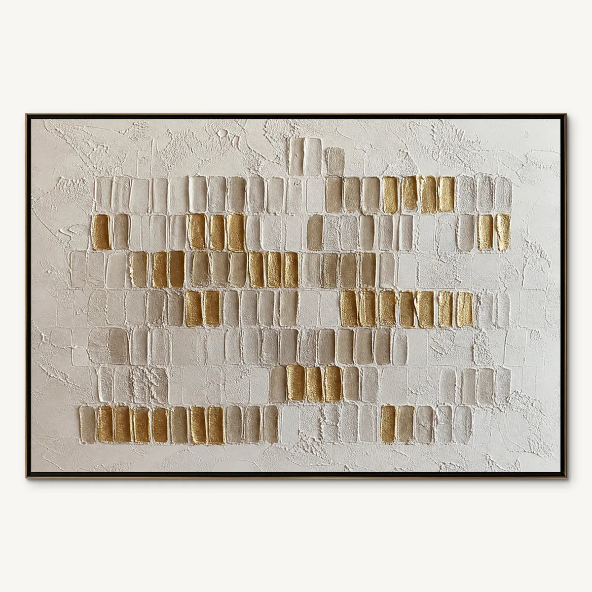 IVORY HALO: White Gold Relief Texture Abstract