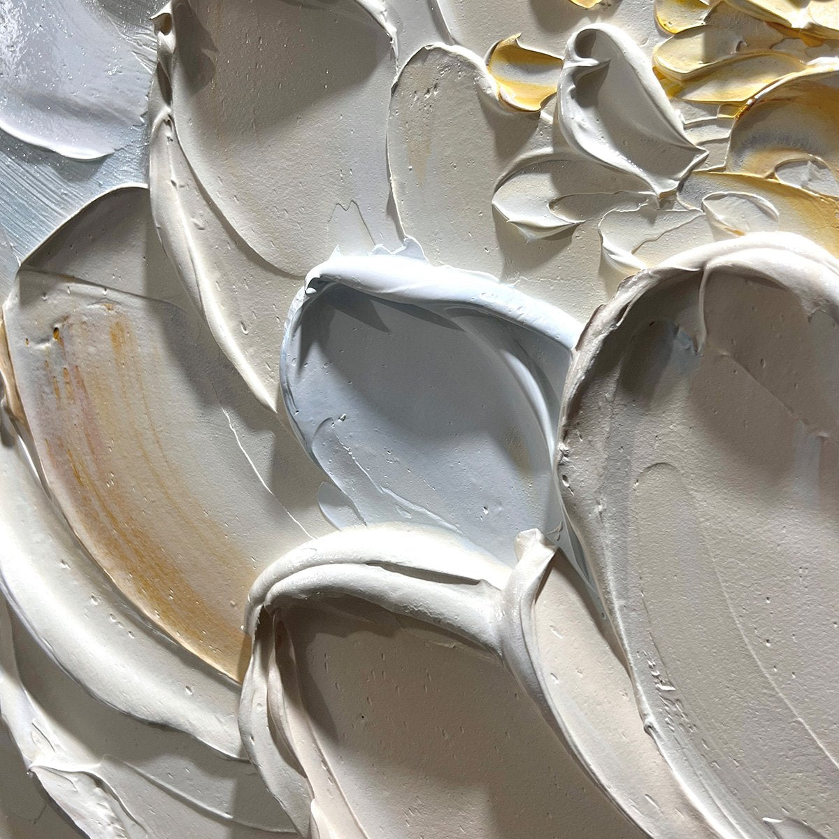 IVORY PETALS: Textured Impasto Peony Painting