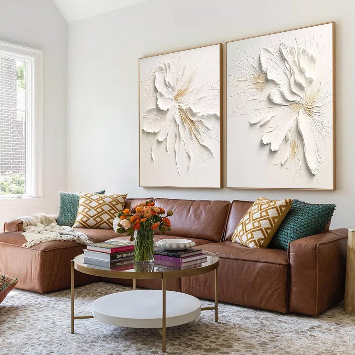 IVORY WHISPERS: Textured White Floral Impasto Painting Set