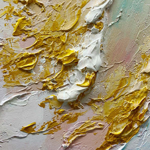 JADE AURORA: Green and Gold Abstract Impasto Oil Painting