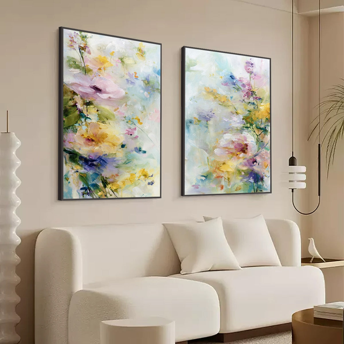JARDIN SECRET: Impressionistic Abstract Floral Painting Set of 2