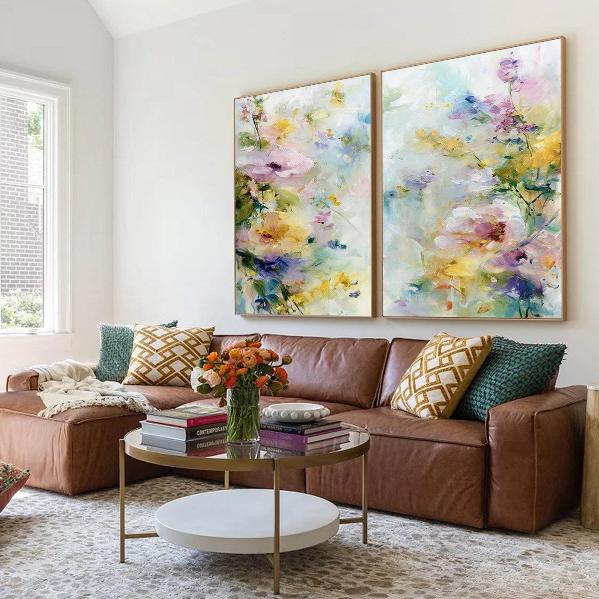 JARDIN SECRET: Impressionistic Abstract Floral Painting Set of 2