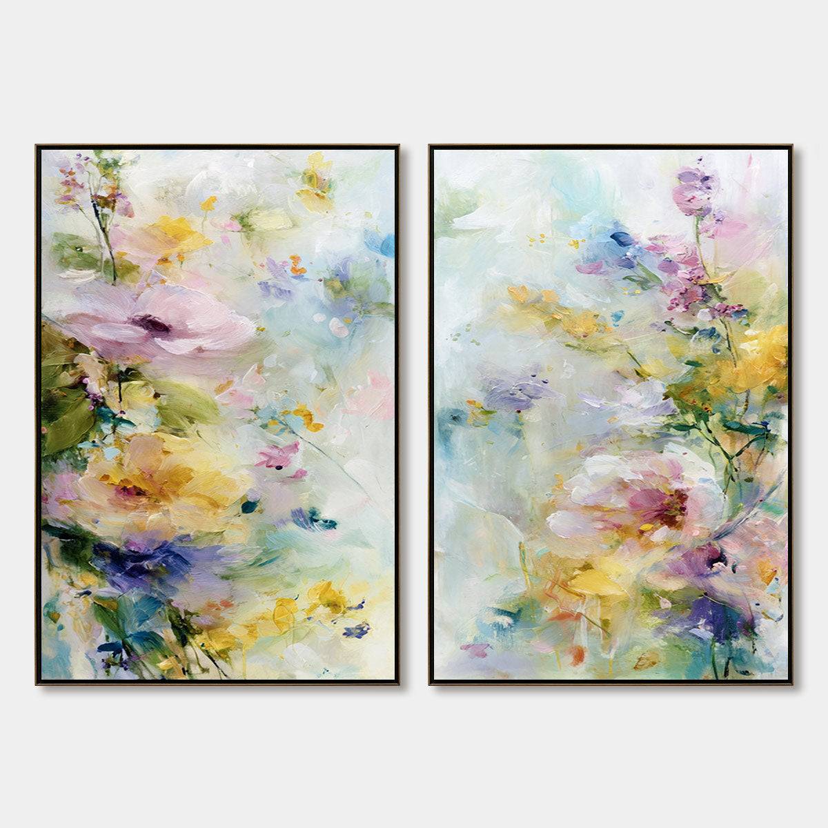 JARDIN SECRET: Impressionistic Abstract Floral Painting Set of 2